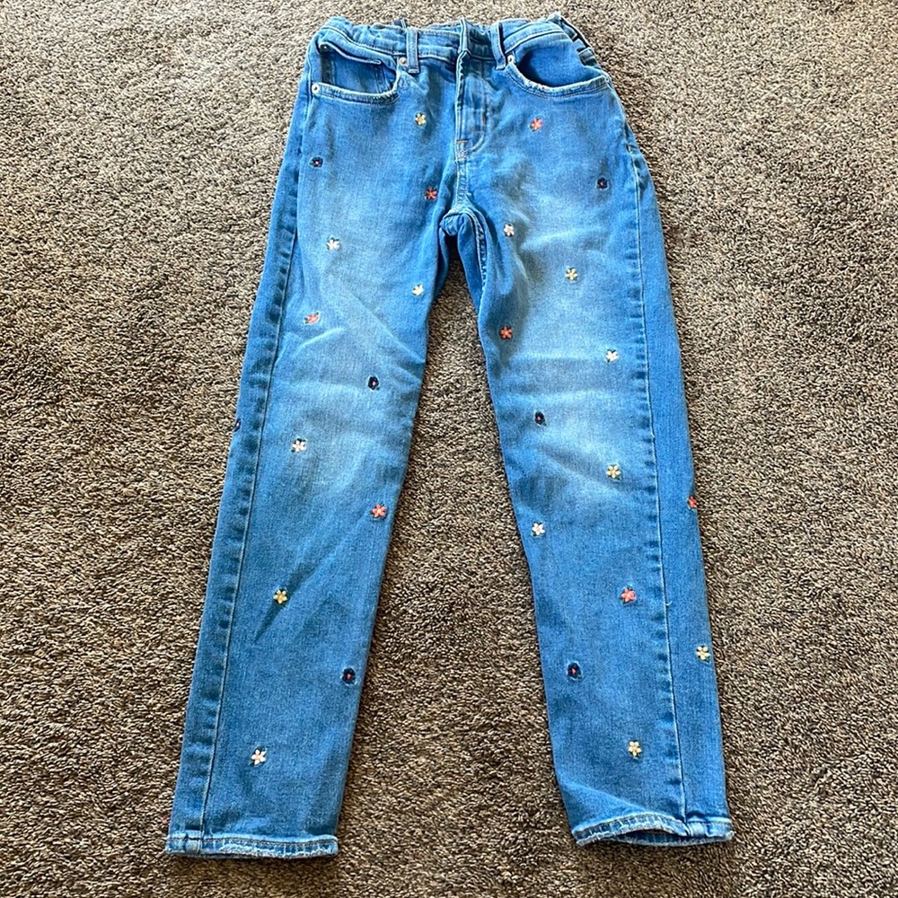 Gap Kids Floral Embroidered Pencil Slim Ankle Denim Jeans